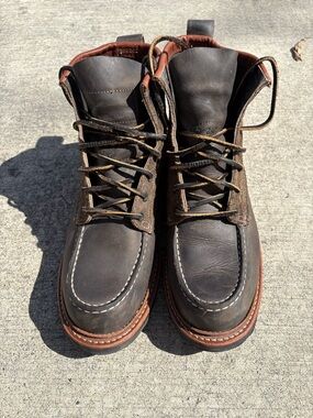 Red Wing Irish Setter Dark Brown Moc Toe Leather Work Boots